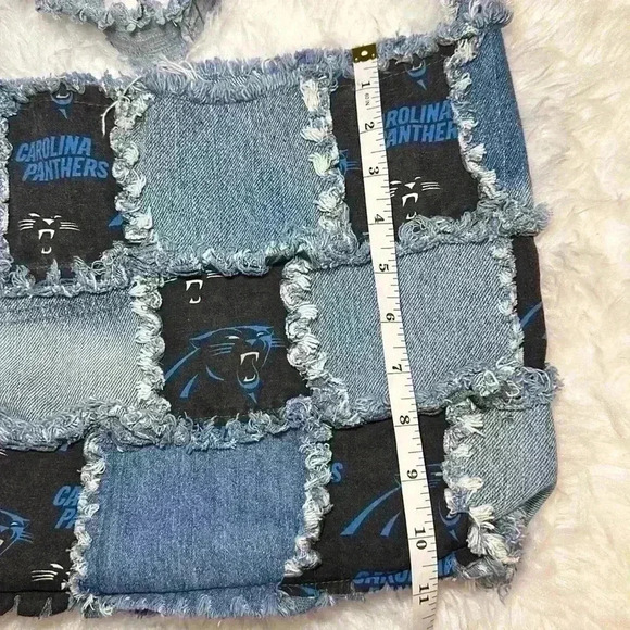 Carolina Panthers Pocketbook Handmade One of a Kind Made of Denim - Picture 4 of 10